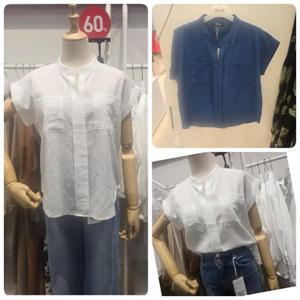 오프리미츠 HC26 헨리넥  캡소매 나시  아이스 클래식한 블라우스 티셔츠 M23BL1705