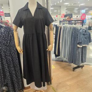 오프리미츠 HC26 가격인하 브이넥 반팔 모던 카라 밸트롱  에이라인 바스락원피스 B23op2801