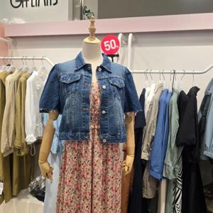 오프리미츠 HC26 캐주얼룩 크롭 숏 데님 퍼프소매 점프형가디건으로재킷 B24jk2602