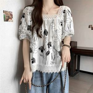 [한정/특가] 에스닉레이스띠 퍼프블라우스_C2407BL615B_C