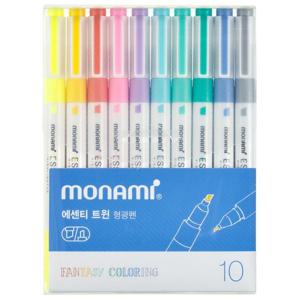모나미 에센티 트윈 형광펜 판타지컬러링 10색 세트