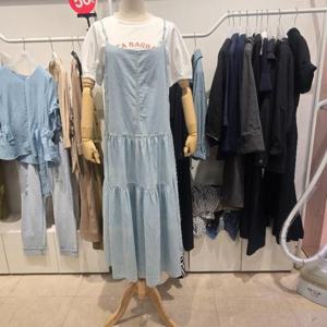 오프리미츠 HC26 트렌드룩  끈조절 데님 아이스 롱 에이라인 원피스 남구홈플러스 B24op2624