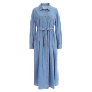 샵앤) 리플 여성 오픈 벨티드 데님 롱원피스 JL-WDR-1584-연청