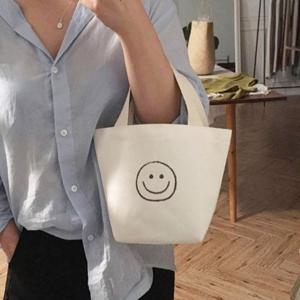 애코백 데일리 귀여운 스마일 미니 캔버스 도트백 에코백