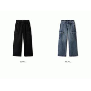 WHOAU 여성용 카고 데님 팬츠 Cargo Denim Pants F WHTJE4T31F
