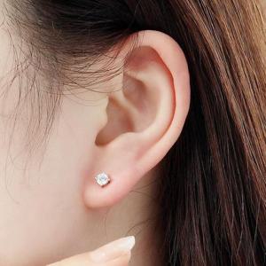 비쥬홀릭 실버925 백금도금 기본 심플 큐빅 귀걸이