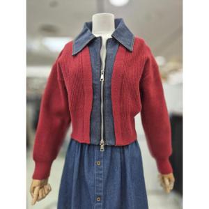 밀스튜디오 세이브존04 청배색 골지 니트집업 LQ9ZPS101