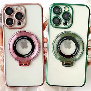 아이폰12 프로 맥스 맥세이프 링 거치대 도금프레임 투명 케이스