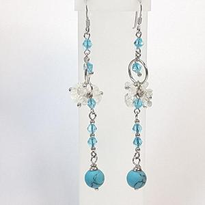 [블루케이] 크리스탈터키석 합성석 귀걸이240809-22