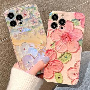 아이폰16 플러스 프로 맥스 e 럭셔리유화플라워큐빅실리콘케이스