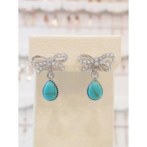 볼라레 세이브존01 30대여자생일선물 엣지 리본 오스트리아 스톤 드롭 이어링 LE777