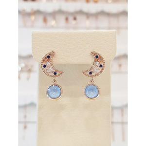 볼라레 세이브존01 친구생일선물 반달 오스트리아 스톤 드롭 귀걸이 LE776