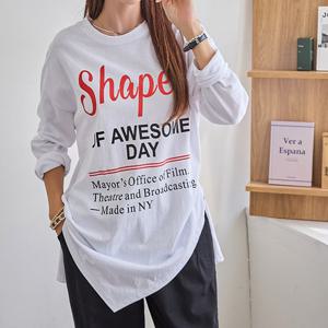 [나크21] (55~99) 언발 레터링 롱 티셔츠 DM43-T-48