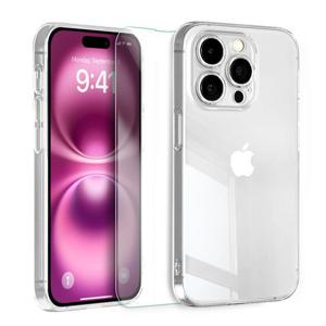 아이폰16 프로 맥스 케이스 투명 퓨어슬림 플러스 전면 액정 강화 유리 필름 세트