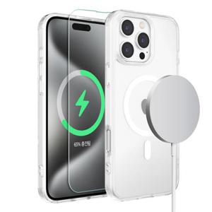 아이폰16 프로 맥스 케이스 투명 맥세이프 플러스 전면 액정 강화 유리 필름 세트