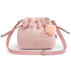 학생크로스백 인기 뽀글이 미니 크로스백 복조리 양털 가방 핑크