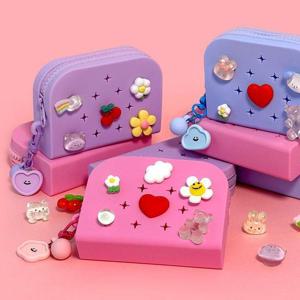 덕플러스문구 차밍 실리콘 케이스 필통 파우치 (소)