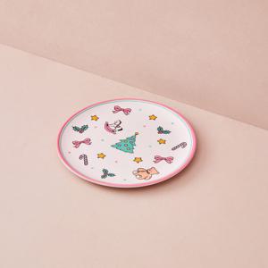 [모던하우스] 핑크베어 크리스마스 멜라민 원형접시 D20