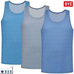 BYC세밀한기하학패턴유색칼라민소매런닝3매입MCF2189