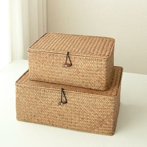 수납 바구니 박스 덮개형라탄사각수납함 (특대형)