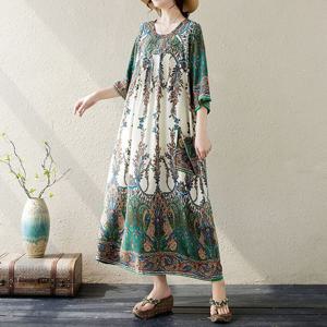 F007273_에스닉패턴 맥시롱 여름원피스