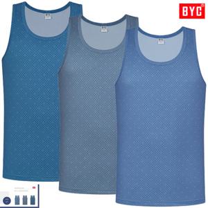 BYC세밀한기하학패턴유색칼라민소매런닝3매입MCF2190