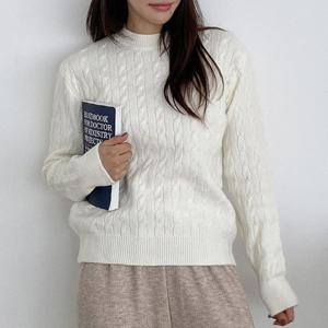 H스타일(BM)NDF011꽈베기니트라운드티 겨울 여성 이너