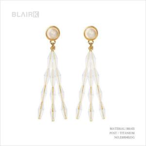 [블레어케이]화이트 트리플 크리스탈 드롭귀걸이