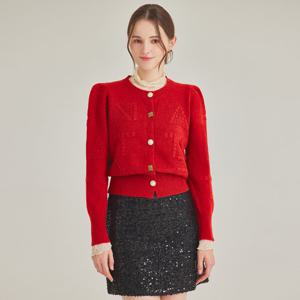 [포커스]비즈단추핀턱소매니트가디건 PBBF4W3KC4651