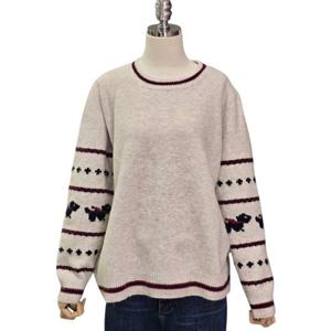 [포커스]라운드넥 강아지 컬러배색 풀오버 (FW4K7KT0106)