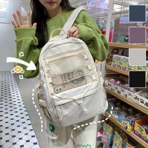 앞 망사 주머니 포인트 데일리 남여공용 스트링 백팩