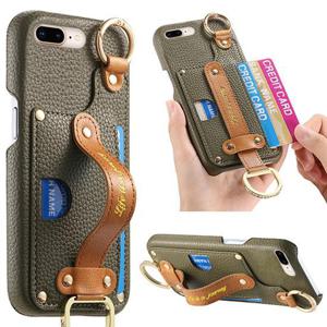 아이폰8 플러스 가죽 카드지갑 핸드스트랩 링 거치대 케이스