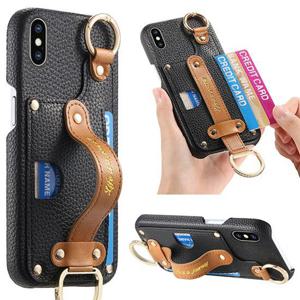 아이폰XS 맥스 가죽 카드지갑 핸드스트랩 링 거치대 케이스