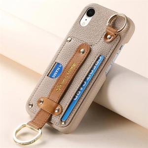 아이폰XR 가죽 카드지갑 핸드스트랩 링 거치대 핸드폰 케이스