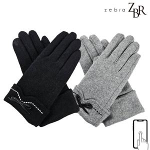 ZEBRA 스마트 터치 여성용 리본 모직 장갑 Z72311