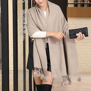 베이직폼폼머플러 토끼털 폼폼머플러 폼폼목도리