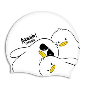 토네이도 더블덕 실리콘 수모 수영모자 화이트