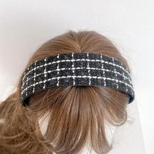 핸드메이드 블랙 심플스퀘어 반다나 헤어밴드 머리띠