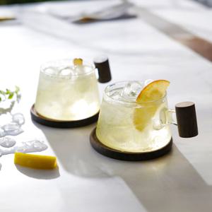 고원 계수나무 내열유리 머그컵(200ml)+우드코스터 2인세트 투명