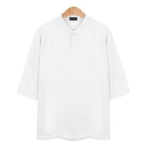 반팔티 헨리넥 7부 화이트 티셔츠 CMT013