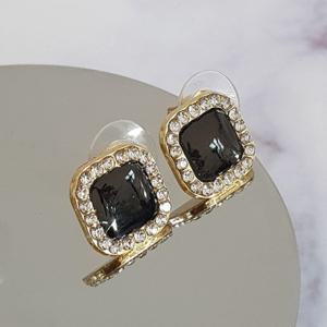 핑크비올라 / 퀸 블랙 큐빅 925 실버 은침 딱붙는 귀걸이