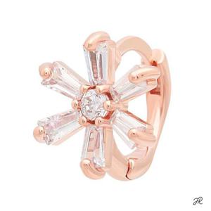 눈꽃 14K 금침 로즈골드 플라워 꽃 귀찌 링피어싱 귀걸이