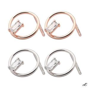 92.5 실버 큐빅 링 일자침 은침 귀걸이