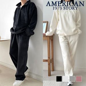 캐주얼 남녀 기모 반집업 세트_SSD-31003/안감양털 뽀글이 와이드팬츠 트레이닝 커플 단체