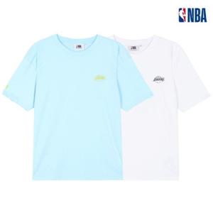 남녀공용 엔비에이  LAL 포토 전사 그래픽 반팔 티셔츠 N222TS040Z