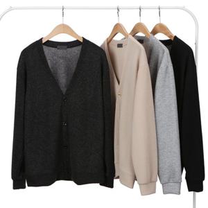 [레디핏]남자 남성 심플 V넥 블랙 단체 유니폼 가디건_CMT001