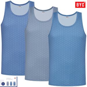 BYC화사한유색패턴칼라민소매조끼런닝3매입MCF2229