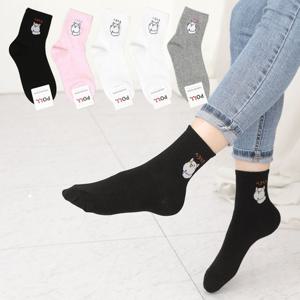 여성 스마일캣 양말 중목 면 캐릭터 패션 학생