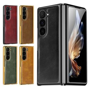 갤럭시Z폴드2 제트지 액정보호 도금 슬림 매트 레트로가죽케이스