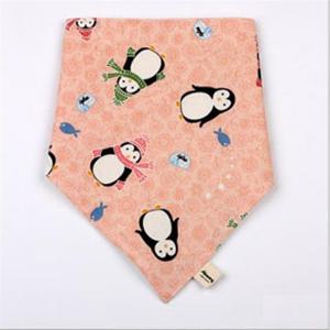 유아스카프 국내제작 순면 스카프빕 핑크펭귄 오가닉면 턱받이